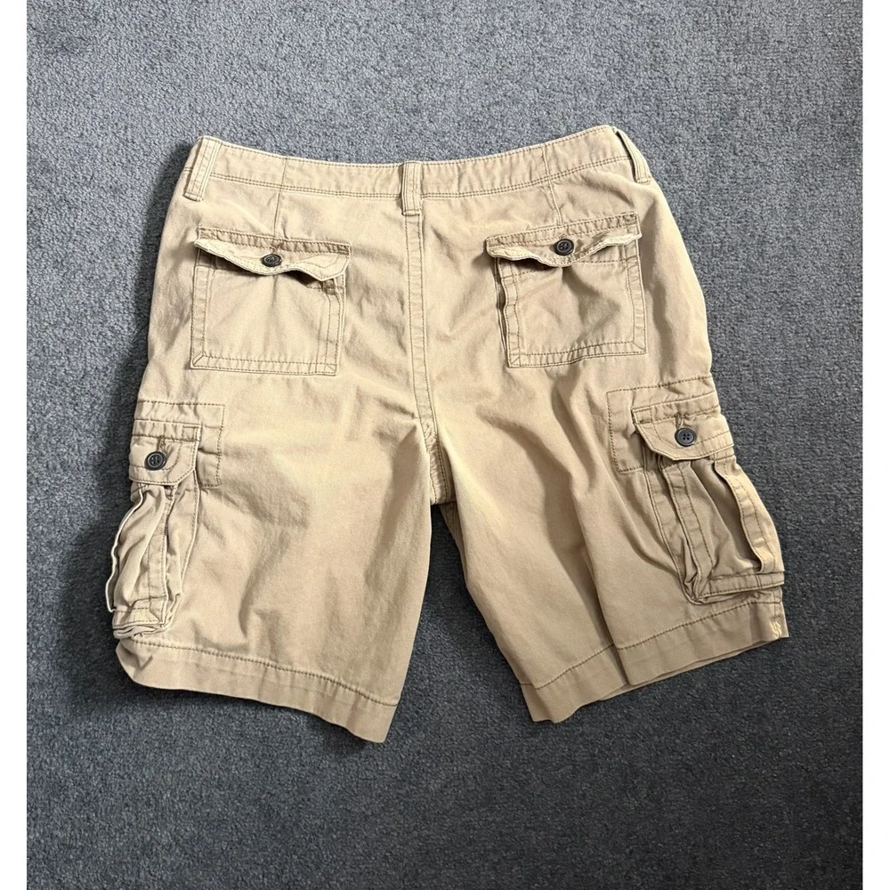 Arizona Jean Co Mens Khaki Cargo Shorts Tan Cotton Twill Size 33 Utility Hiking